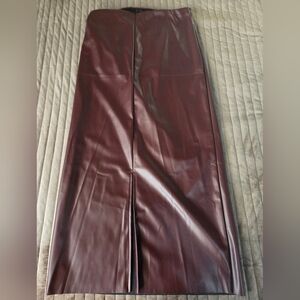 Elegant Burgundy Faux Leather Skirt Size LARGE